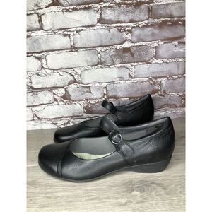 Dansko Fawna Black Milled Nappa Leather Mary Jane Shoes Clog Women's 11M US/42EU
